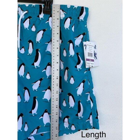 Mens Penguin Print Swim Trunks By Trunks XXL Quick Dry Adjustable Waist - Picture 7 of 7